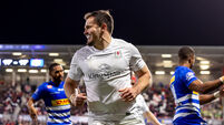Jacob Stockdale celebrates scoring a try 28/3/2025