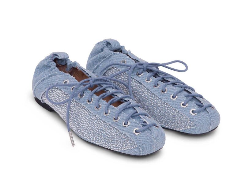 Denim ballet flats, Ganni, €395 Denim ballet flats, Ganni, €395