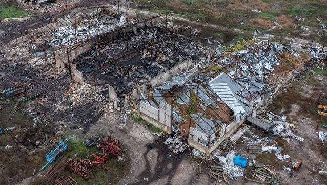 A farm lies in ruins after being destroyed during fighting between Ukrainian and Russian occupying forces in Kharkiv. Picture: Carl Court/Getty Images) <p> A farm lies in ruins after being destroyed during fighting between Ukrainian and Russian occupying forces in Kharkiv. Picture: Carl Court/Getty Images)</p>