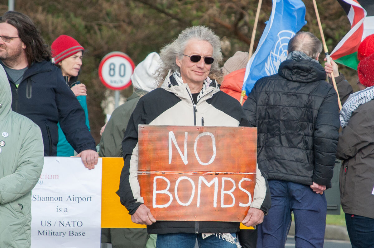 Protesters outside Shannon Airport as part of the Global Day of Action Against Military Bases. Credit: Karlis Dzjamko Protesters outside Shannon Airport as part of the Global Day of Action Against Military Bases. Credit: Karlis Dzjamko