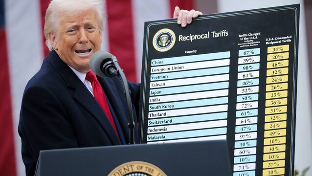 <p class="contextmenu internal_Caption">US president Donald Trump at the 'Make America Wealthy Again' trade announcement event in the Rose Garden at the White House. Picture: Chip Somodevilla/Getty</p>