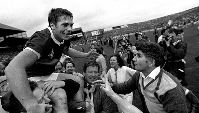 Kerry captain Páidí Ó Sé is held aloft alongside manager Mick O'Dwyer, right, after victory over Dublin in the 1985 All-Ireland final. Picture: Ray McManus / SPORTSFILE Kerry captain Páidí Ó Sé is held aloft alongside manager Mick O'Dwyer, right, after victory over Dublin in the 1985 All-Ireland final. Picture: Ray McManus / SPORTSFILE